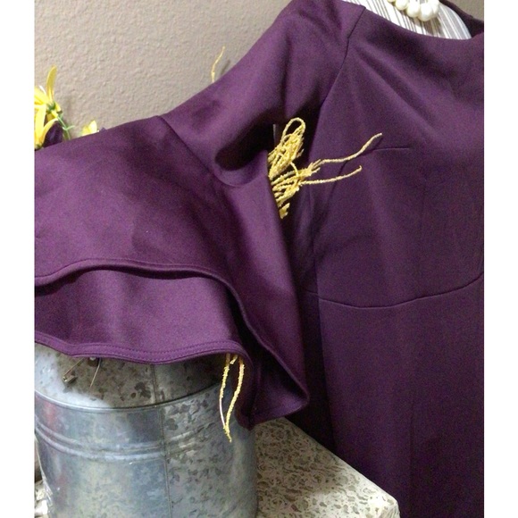 NEWT ELOQUII PLUM SCUBA DRESS SIZE 16 FLARE BELL SLEEVES ( plus size ) - Picture 10 of 15